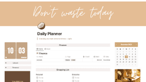 تمپلیت نوشن پلنر روزانه (تایم بلاکینگ ) - Notion Daily Planner Template